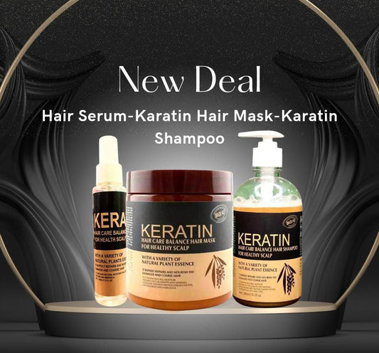 Keratin shampoo +keratin hair mask + keratin serum 3 pcs deal Keratin Hair Care Balance Hair Mask & Hair Treatment – (500ml)